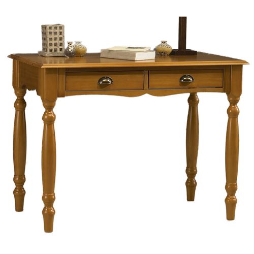 Table Bureau Pin Massif Miel 2 Tiroirs