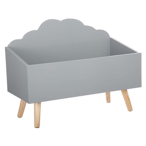 Coffre à jouets nuage gris en bois