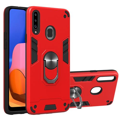 Coque en TPU hybride 2 en 1 amovible avec béquille rouge pour votre Samsung Galaxy A20s