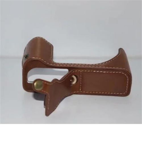 Etui en PU caméra moitié de bracelet inférieur marron pour votre Canon PowerShot G5 X
