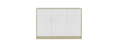 Buffet aggloméré 110x34x75 cm Blanc et chêne sonoma