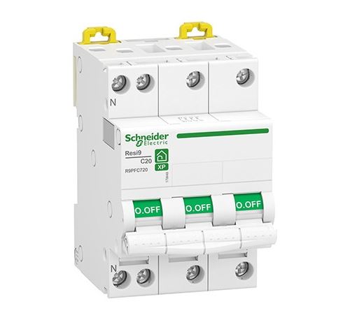 Schneider Electric Disjoncteur Modulaire Resi9 Xp - 3P+N - 20A - Courbe C - Peignable - Image 1