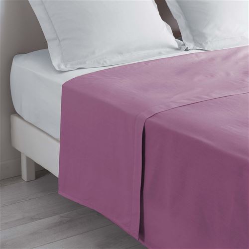 Drap plat lit 1 personne 180 x 290 cm 100% coton 57 fils couleur Violine