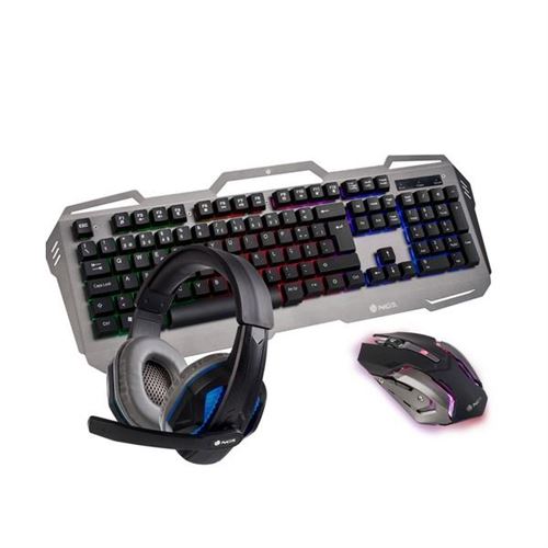 NGS GBX-1500 - Gaming Pack - clavier, souris et kit d'oreillette - backlit - USB - Français