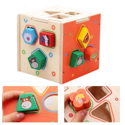 Bois Puzzles enfants Boîte éducatifs Enfants Jeu d'apprentissage Géométrie bébé Jigsaw Pealer2148