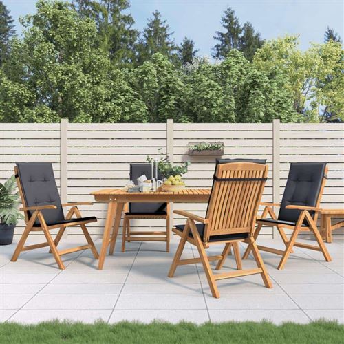 Non Communiqué Gris Lot De 4 Chaise Vidaxl En Teck Pliable H. 104 Cm Exterieur Marron