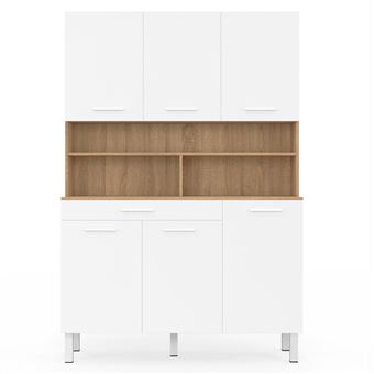 Buffet Bas Cuisine CINA 120cm Rangement Noir Hêtre Buffet Bas Cuisine CINA 120cm - 2 Portes Tiroir, Plan De Travail H.83cm, Noir & Hêtre - Rangement XL IDMarket Meuble Rangement Cuisine