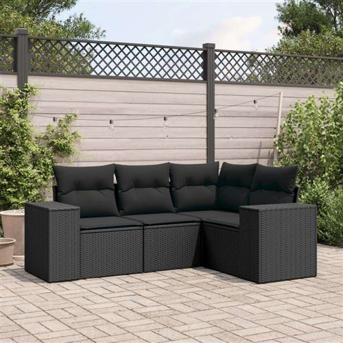 Vidaxl Noir Salon De Jardin 4 Pcs – - Image 2