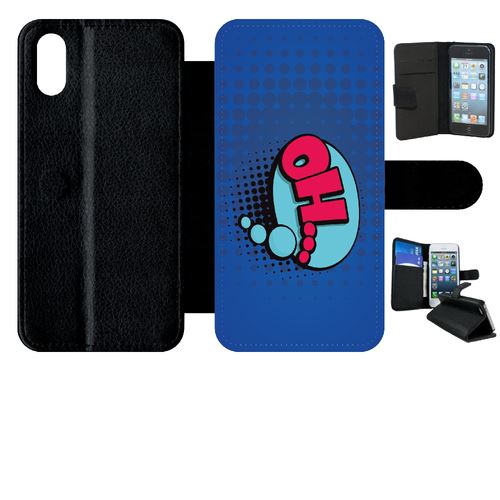 Etui My-Kase pour iPhone X - oh fond bleu lectrique - Simili-cuir Noir