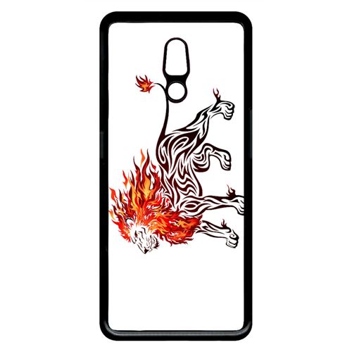 Coque My-Kase pour Reno - lion en feu - Plastique Noir