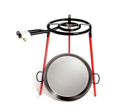 Non Communiqué Rouge Et Noir Kit Poele À Paella Polie 46Cm Avec Trépied Et Bruleur Gaz 400Mm Vaello