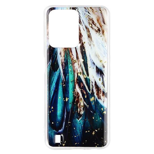 Coque pour Realme C31 Silicone Semi-rigide Design Plumes avec Paillettes Avizar Multicolore