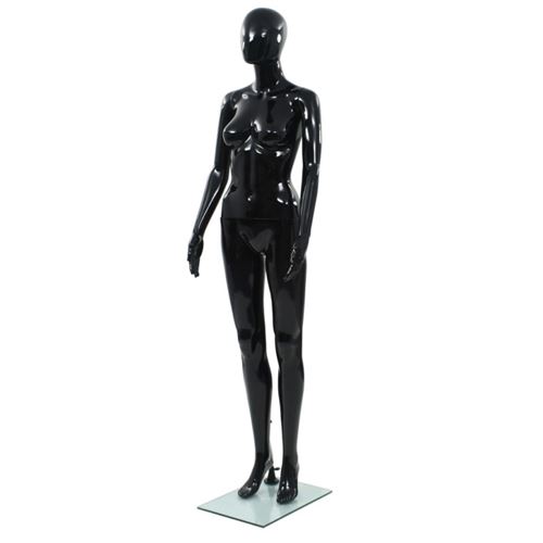 Non Communiqué Femme Noir Brillant Mannequin Corps Complet Base Verre 175 Cm