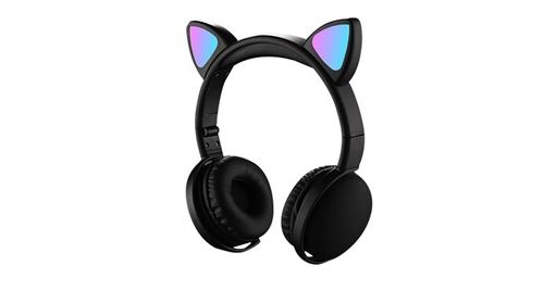 Non Communiqué Casque Oreille Chat Oreillette Rechargeable Led Lumière Pliable Écouteurs Réglables