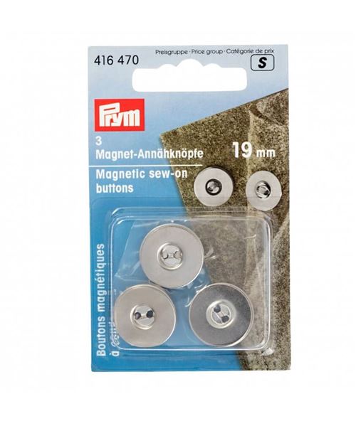 Pym - Prym Magnetic Sew-on Silver (19 mm) Boutons - 1 unit&eacute;