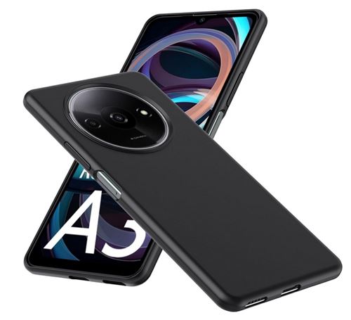 Coque pour Xiaomi Redmi A3 / Poco C61 4G - housse etui silicone gel fine + verre trempe - NOIR - htdmobiles