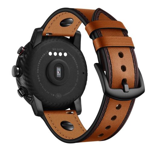 Bracelet en cuir véritable 22mm pour Samsung Gear S3/Galaxy Watch 46mm - Marron