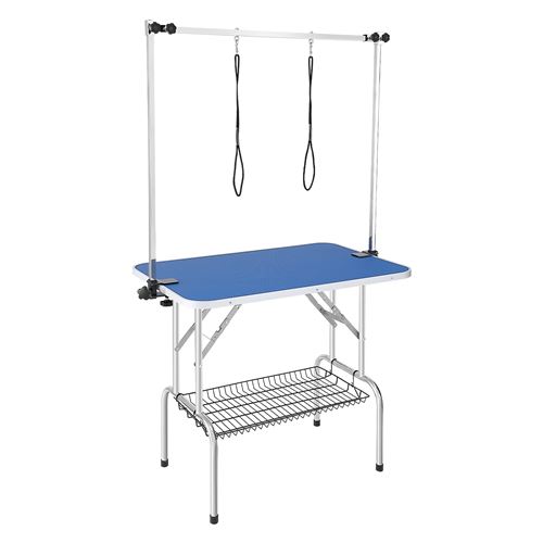 VEVOR Table de Toilettage Chien Pliable 2 Potences 2 Cordes 91,44x60,96cm Capacité 149,7kg