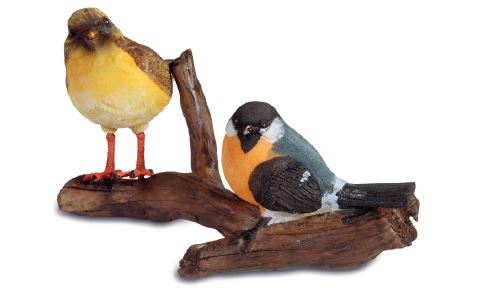 IMPEXIT - Figurine résine Couple Oiseaux sur Branche 9,5/16,5/12,5 cm