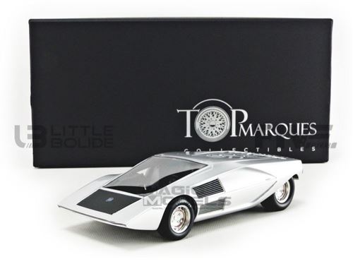 Voiture Miniature de Collection TOP MARQUES COLLECTIBLES 1-18 - LANCIA Stratos Zero Concept - 1970 - Silver - TOP067B