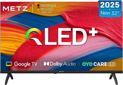 Téléviseur METZ QLED 32 pouces 80 cm Smart LED Google TV HDR10 Dolby Audio Bluetooth 5.1 EyeCare Tuner DVB T T2 C S S2 CI 2025 Noir 32MQF7000Z