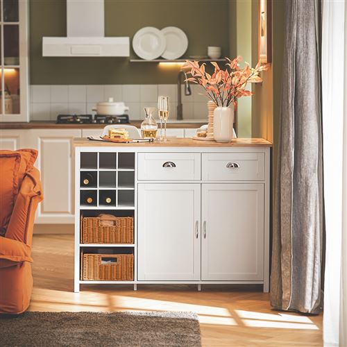 SoBuy KNL05-W îlot Central de Cuisine, Placard de Cuisine, Buffet de Rangement avec