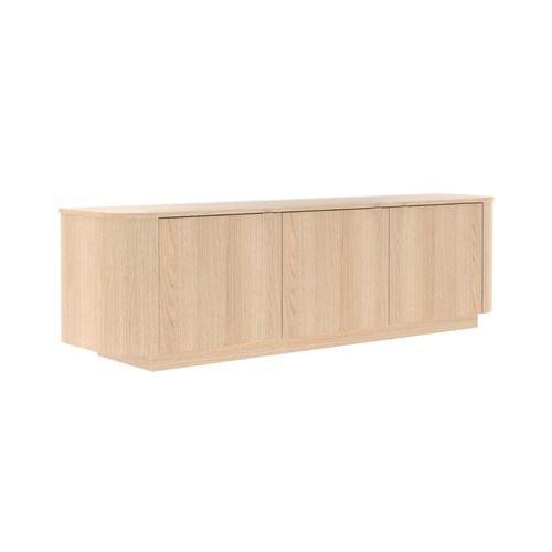 ALTOBUY Meuble TV 3 portes aspect ch&ecirc;ne clair design coins arrondis - ADILL -