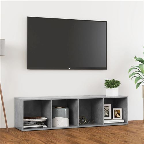 vidaXL Meuble TV Gris béton 142,5x35x36,5 cm Aggloméré
