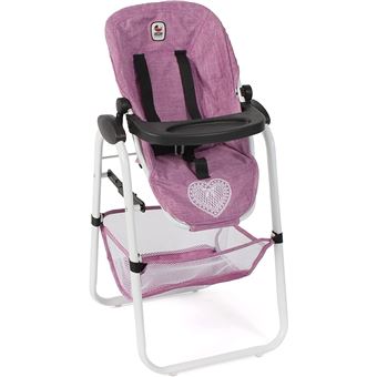 Chaise haute pour poupées jean rose - 1