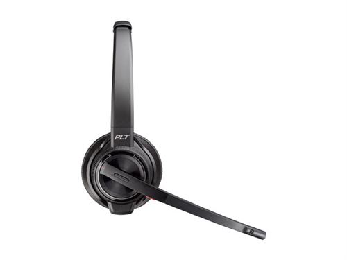 Poly Savi 8220 - Savi 8200 series - micro-casque - sur-oreille - DECT / Bluetooth - sans fil - USB-A via adaptateur Bluetooth - noir - certifié Zoom, certifié UC