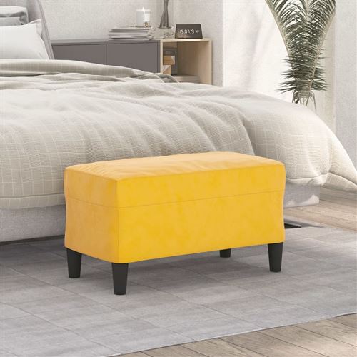 vidaXL - Banc - Velours - Jaune - 70x35x41 cm - Image 2