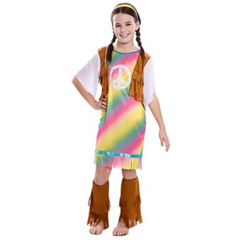 Déguisement Hippie Arc en Ciel - Fille - 7/9 ans (122 à 134 cm) EURO CARNAVALES - 1