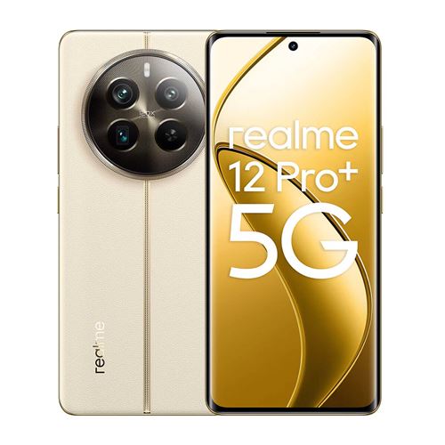 Realme 12 Pro+ - 5G smartphone - double SIM - RAM 12 Go / Mémoire interne 512 Go - 6.7 - 2412 x 1080 pixels (120 Hz) - 3 x caméras arrière 64 MP, 50 MP, 8 MP - front camera 32 MP - beige navigateur