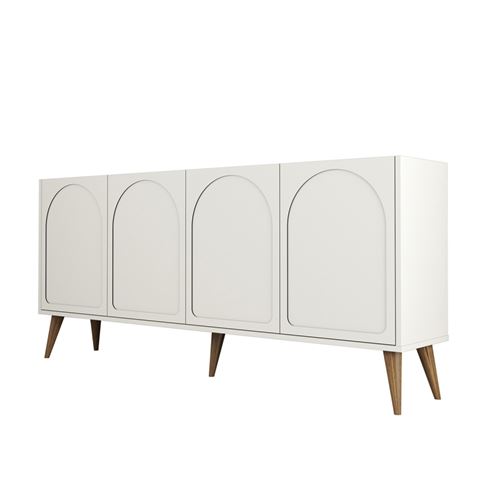 Buffet 4 portes design arrondi crème 180x81cm LISTER
