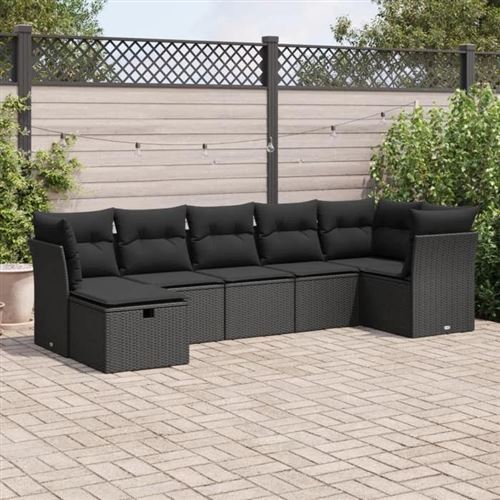 Non Communiqué Noir Vidaxl Salon De Jardin 7 Pcs Avec Coussins Résine Tressée 3325301