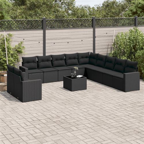 VidaXL - Garten sofagarnitur poly-rattan, One Size, Schwarz