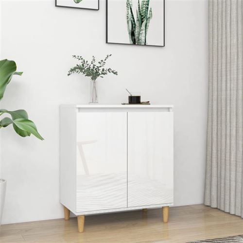 vidaXL Buffet avec pieds en bois blanc brillant bois d'ingénierie