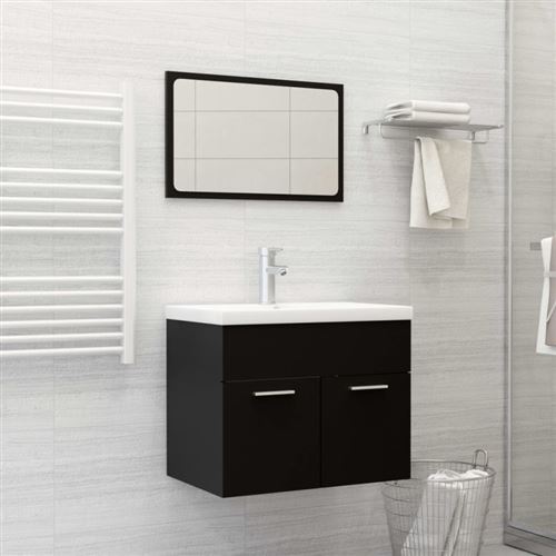 vidaXL Ensemble de meubles de salle de bain Noir Aggloméré3071316