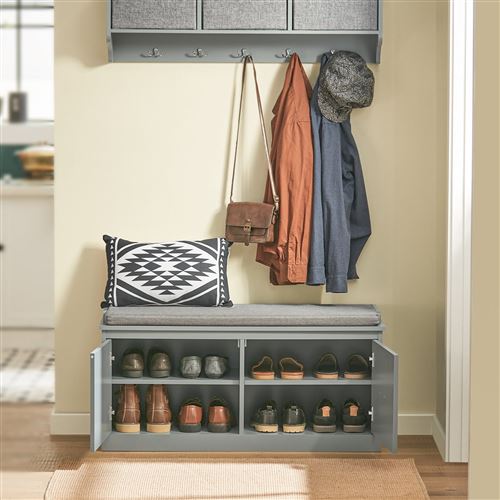 Non Communiqué Gris Sobuy Fsr131-Hg Banc De Rangement, Banc À Chaussures, Meuble À Chaussures, Meuble Bas