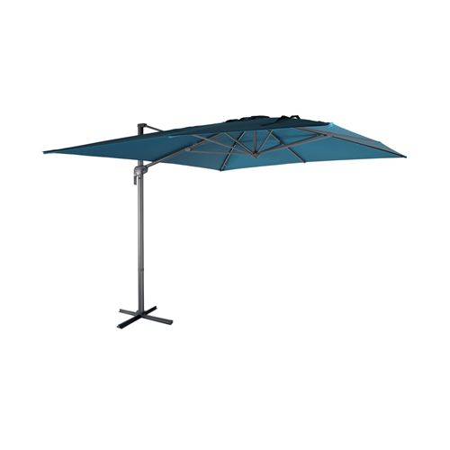 Sweeek Parasol déporté rectangulaire 3x4m – Antibes – bleu canard – parasol déporté inclinable rabattable et rotatif à 360°