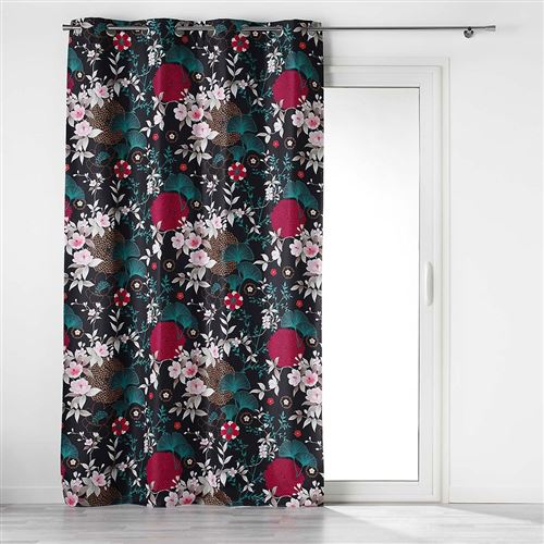 Rideau a oeillets 135 x 260 cm 100% occultant/microfibre imp. yokahama Bleu Douceur d'Intérieur