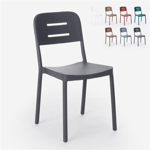 Chaise design moderne intérieur extérieur bar restaurant et jardin Mose, Couleur: Noir