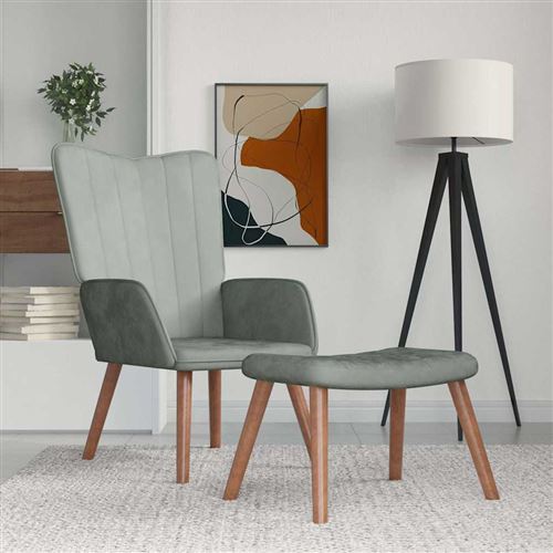 Vidaxl Gris/Clair Chaise De Relaxation Velours - Image 3