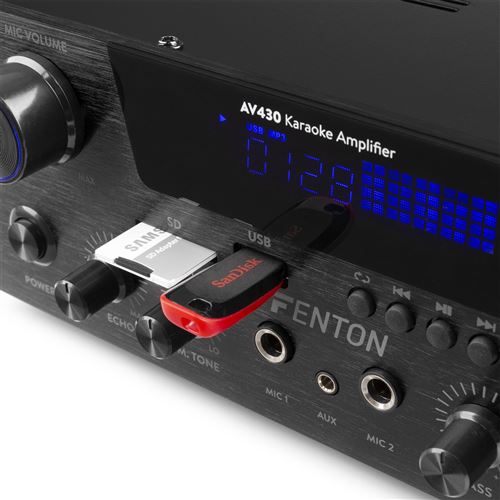 Amplificateur karaoké avec Bluetooth - Fenton AV430B - 600W - 2 entrées  micro avec