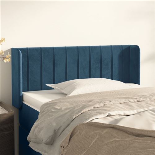 vidaXL Tête de lit avec oreilles Bleu foncé 93x16x78/88 cm Velours