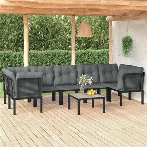VidaXL - Ensemble de salon de jardin acier, One Size, Noir