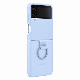 Coque en silicone avec anneau pour Samsung Galaxy Z Flip 4 Bleu clair