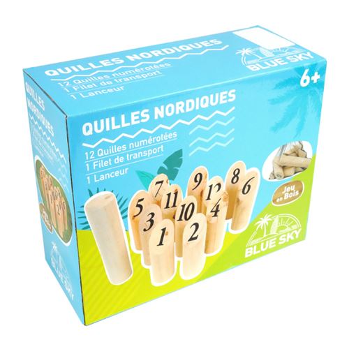 Non Communiqué Bleu Jeu De 12 Quilles Nordique Avec Lanceur