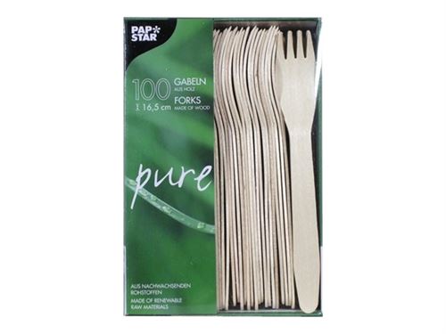 PAPSTAR pure - Fourchette - 16.5 cm - jetable (pack de 100)