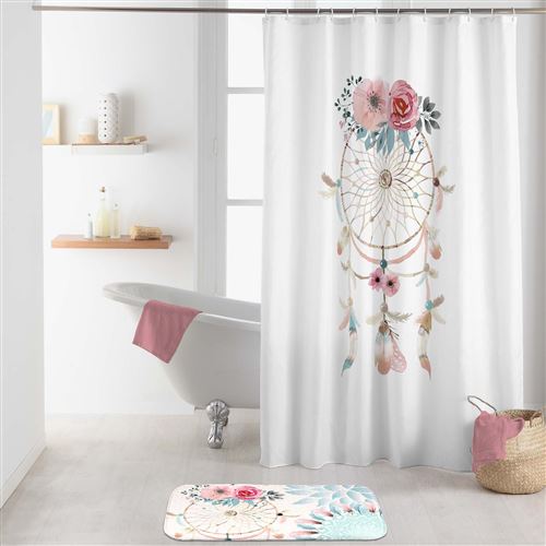 rideau de douche avec crochets 180 x 200 cm polyester imprime oiti des. place